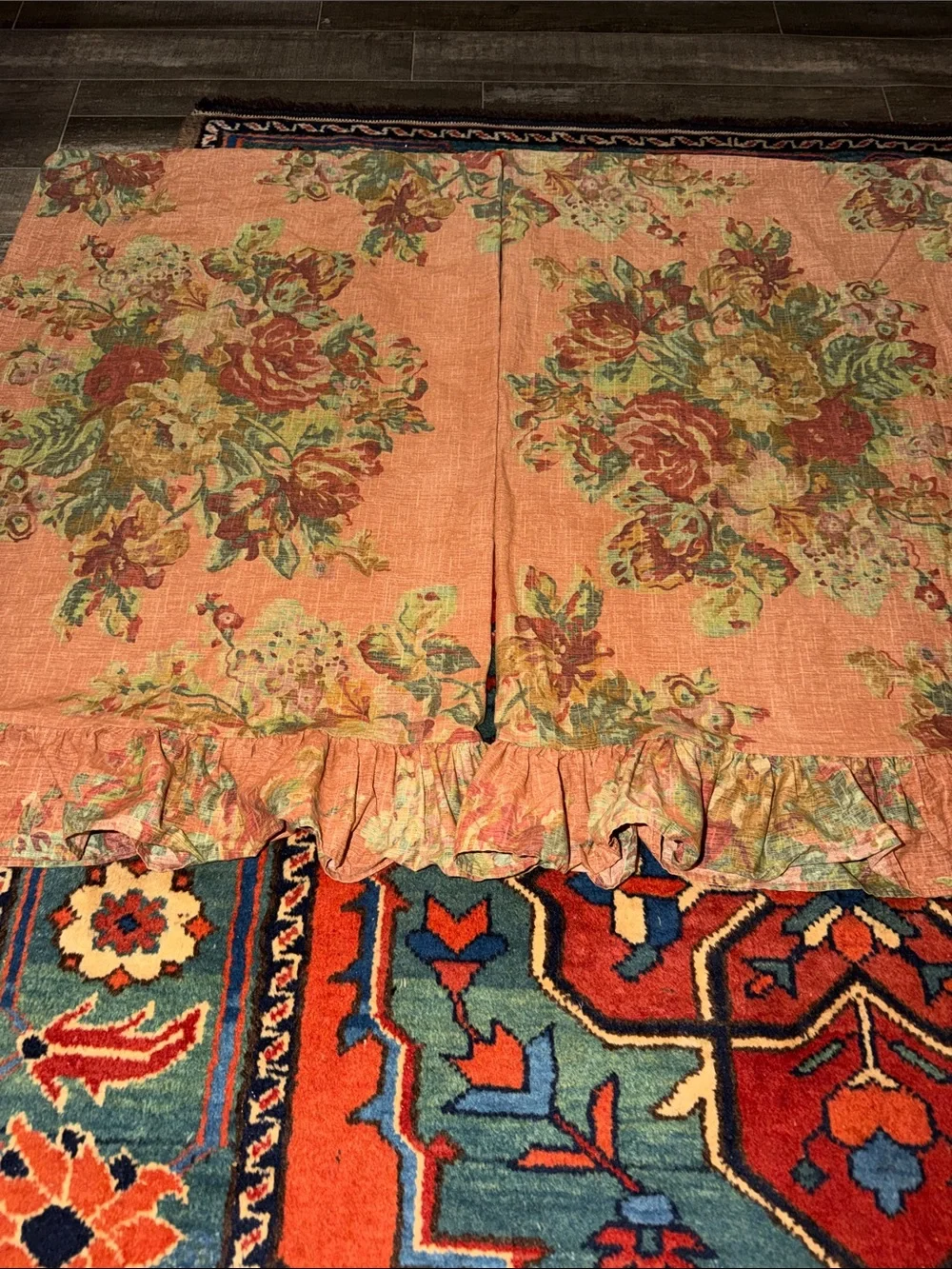 Vintage 1980s Ralph Lauren MAURA Pair Standard Pillowcases Ruffled Floral Pair